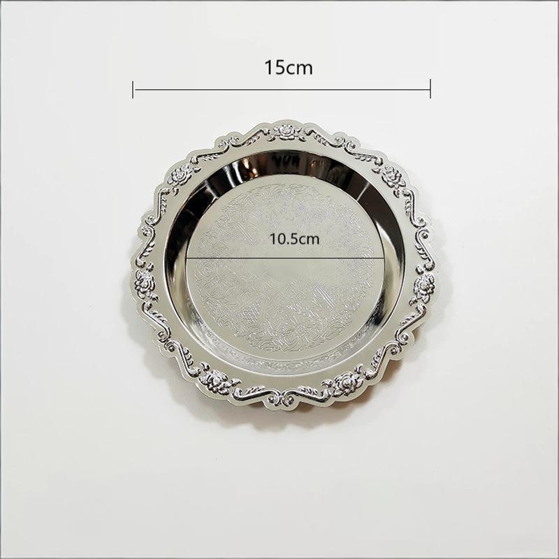 Retro Luxury Silver Plated Plates Cake Dessert Tray High Tea Snack Fruit Dish Jewelry Storage Tabletop Decor Home El Supplies