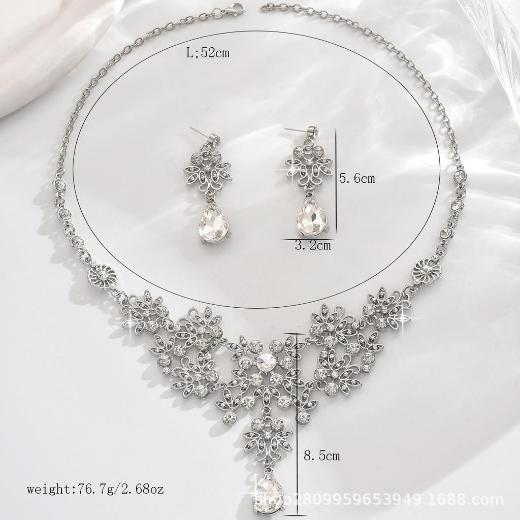 Factory Direct Supply for Bride Jewelry, Rhinestones, Leaves, Water Drops, Bridal Wedding Necklace, Earrings, Jewelry, Wedding Dress Matching