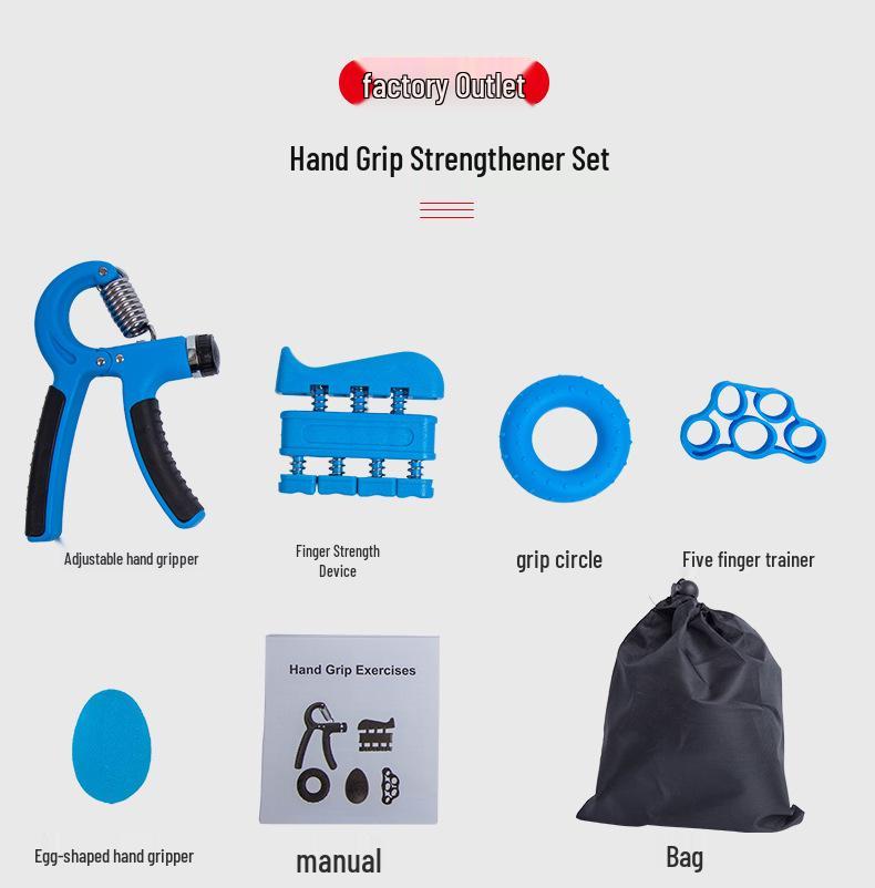 Adjustable Hand Gripper and Finger Exerciser Combo - 5-Piece Fitness Set