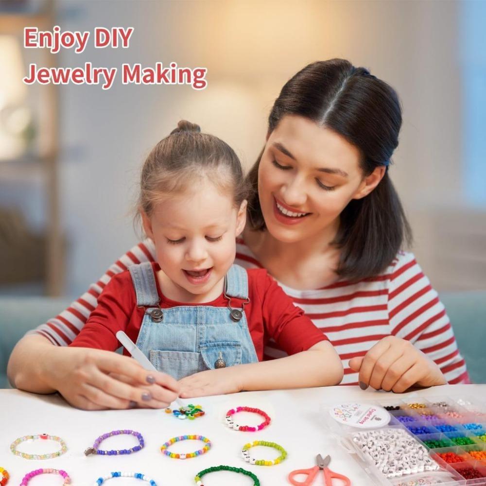 28+2Grid Jewelry Making 3mm Glass Beads Set with Letter Bead Premium Glass Rice Beads Set Friends