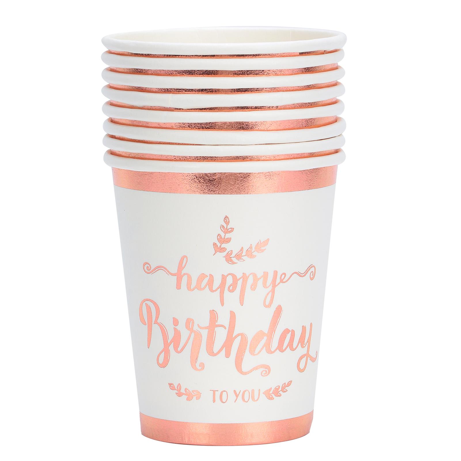 

8 шт. столовая посуда на день рождения розовое золото одноразовые бумажные стаканчики тарелки столовая посуда украшения принадлежности бумага