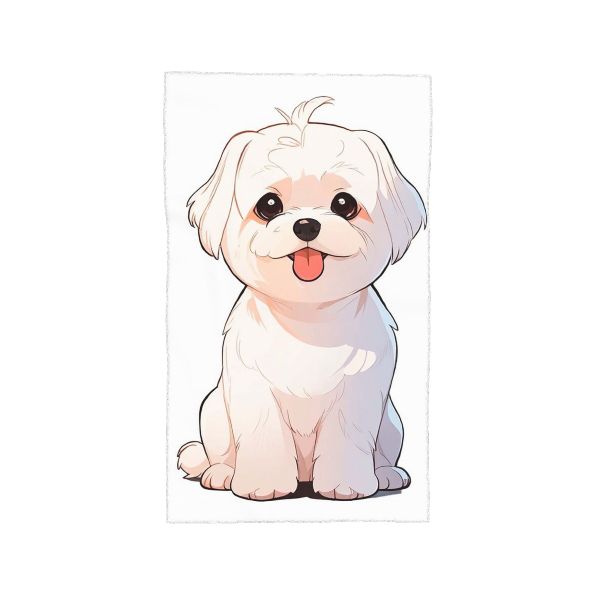 

Cartoon style cute Maltese dog Soft Face Towel Quick Dry Pool Bath Cotton Towels Breathable W30*H60(CM)
