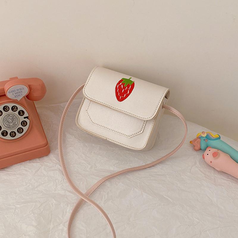 

Adorable Mini Strawberry Print Pu Leather Crossbody Bag For Kids Stylish And Trendy жемчужина белый