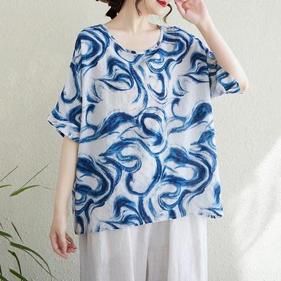 Short Sleeve Oversized Vintage Floral Casual Loose T Shirt Tops Women Summer T-shirt