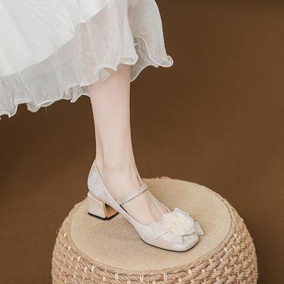 Nouveaux escarpins à talons épais pour demoiselles d'honneur printemps et automne 2025, chaussures Mary Jane à semelle souple pour femmes, les talons hauts ne fatiguent pas