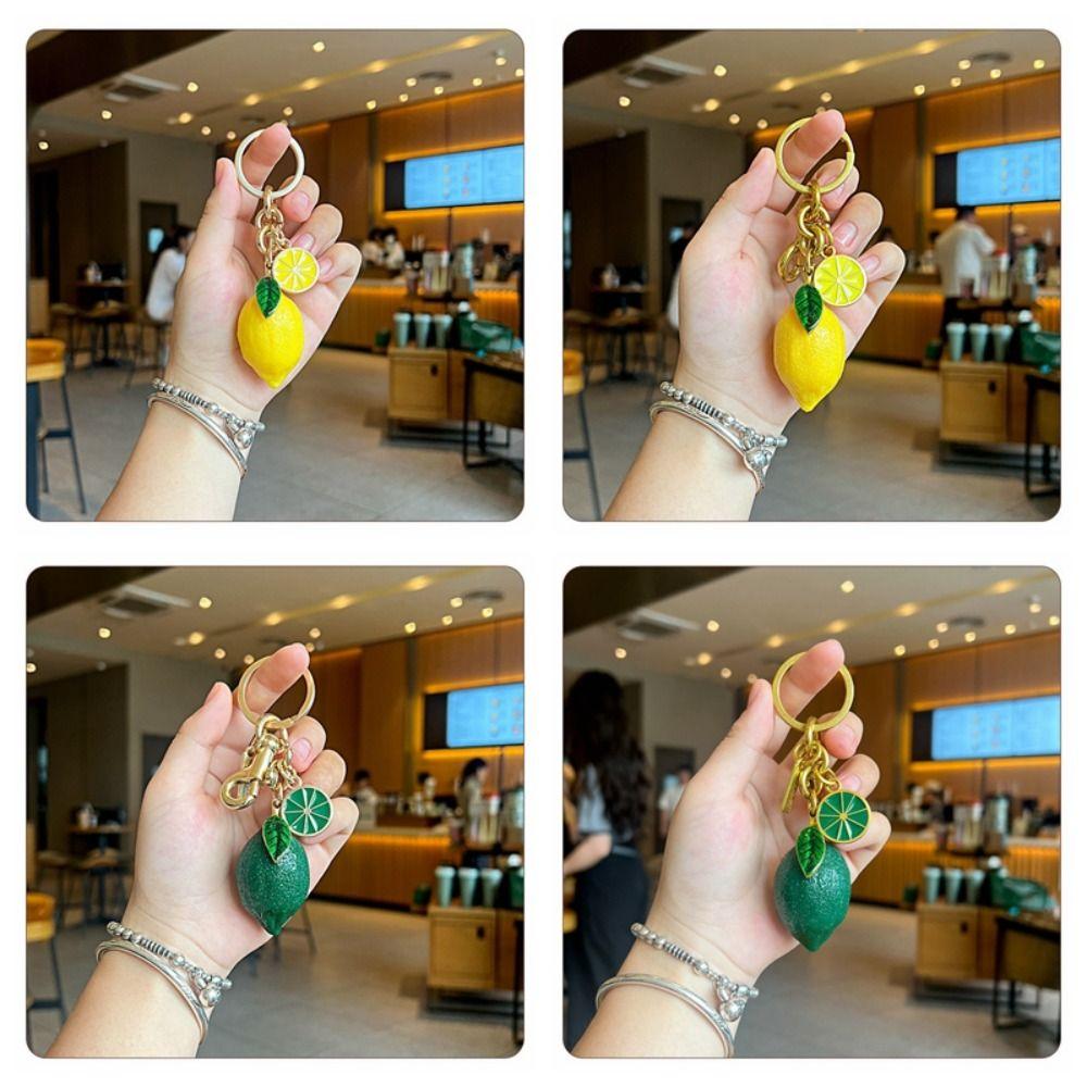 Fruktformad Citron Nyckelring Fräsch Design Handväska Hänge Ny Nyckelring