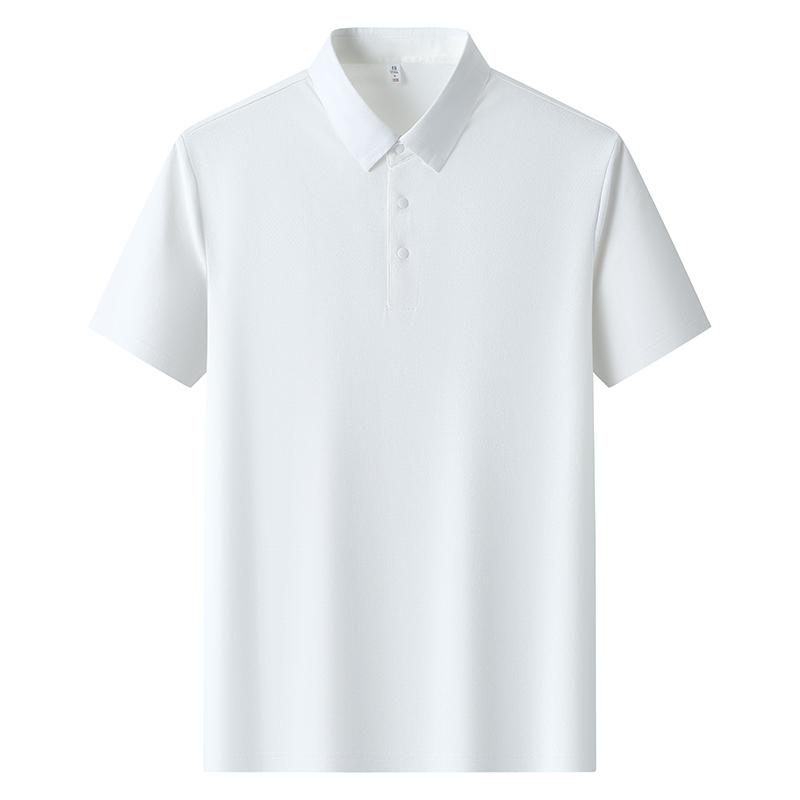 2025 New Summer Men's Lapel Solid Color Short-sleeved T-shirt Absorbent Quick Drying Polo Shirt