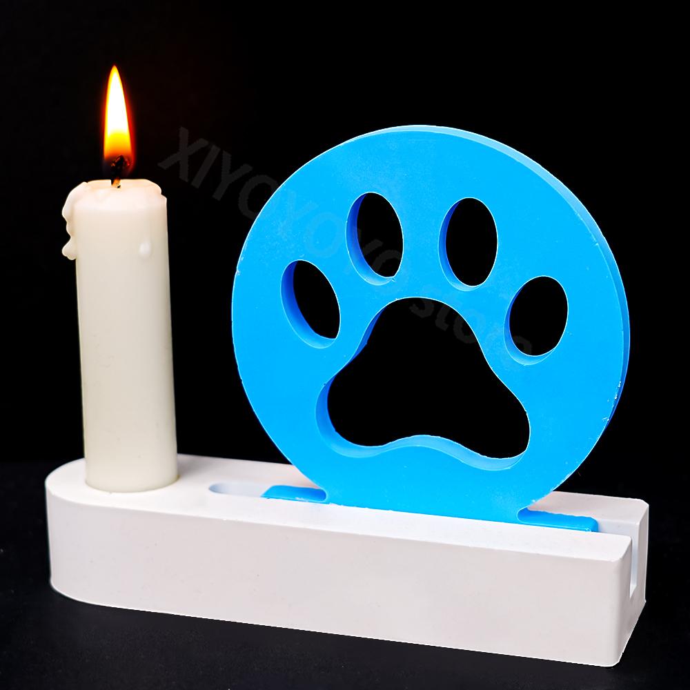 Cute Dog Claw Candlestick Silicone Mold Plaster Resin Candle Holder Ornament Mould DIY Candle Stand Craft Cement Mold Home Decor