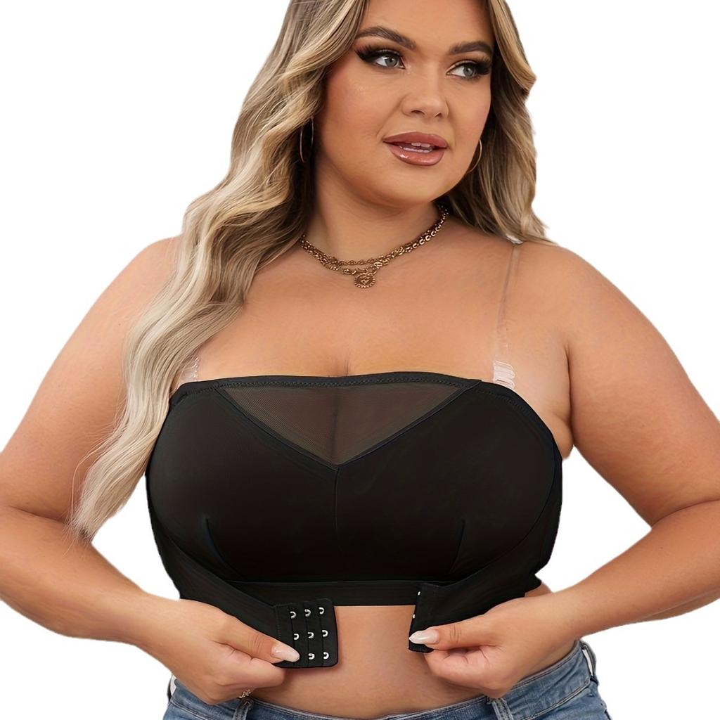 Reggiseno a fascia da donna taglie forti tinta unita senza spalline con spalline trasparenti rimovibili chiusura posteriore abbigliamento casual da casa