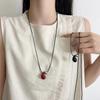 Red Water Drop Women Necklace Drawable Black Rope Pendant Necklaces Sweater Chain  Autumn/Winter