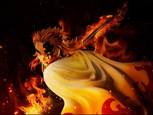 FREEing Demon Kimetsu no Yaiba Rengoku Anjuro skala plastikk malt ferdigfigur Slayer 1/4