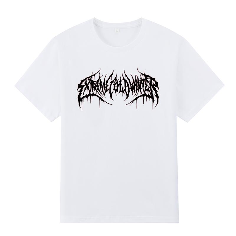 

Літня комфортна чоловіча футболка з круглим вирізом і бавовняним принтом з геометричними символами та павуком без вирізів. 4XL білий