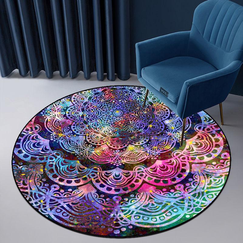 Etnické koberce Kulatý koberec Bohemian Mandala Koberec Dětský koberec Do dívčího pokoje Velká podlahová podložka pro kulatý konferenční stolek Obývací pokoj