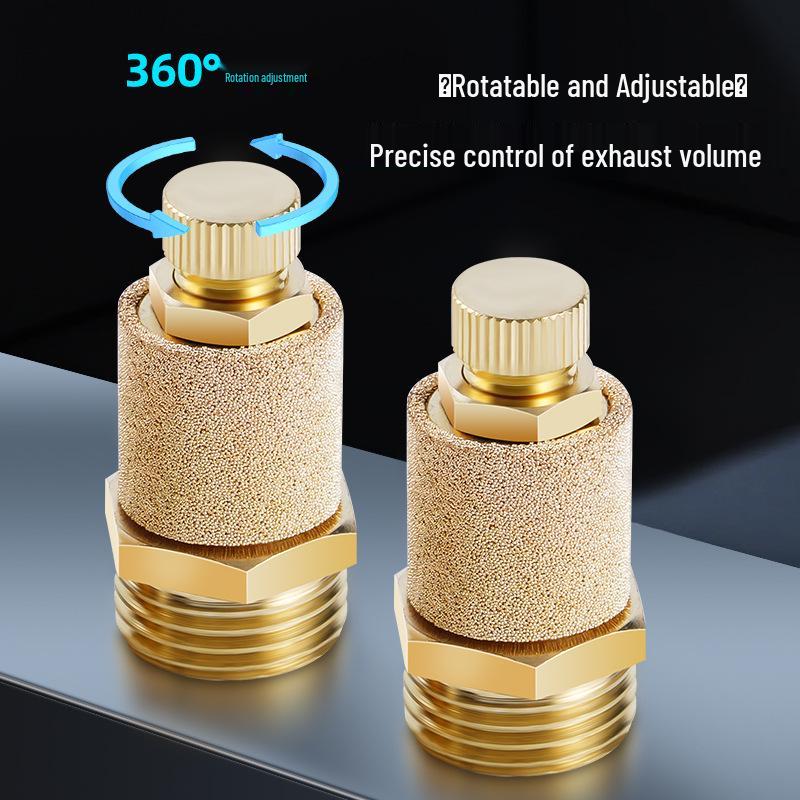 All-Copper Pneumatic Noise Reduction Silencer with Flat, Long, and Throttle Heads