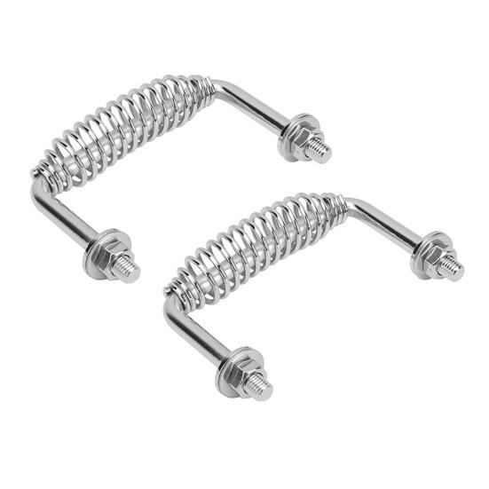 

Stainless Steel Spring Handle for BBQ Grills Bolt-On Replacement Grip with Hardware 5-3/8 Length Heat-Resistant Rust-Proof Heavy-Duty Handle for 2pcs