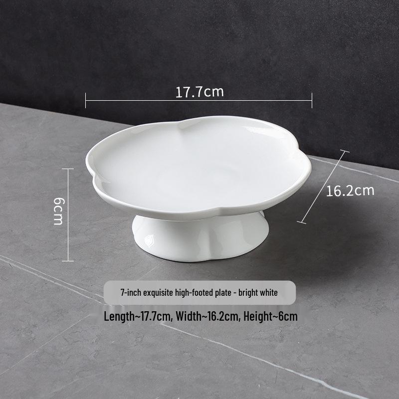 High-Footed Ceramic Dim Sum & Snack Platter - Artistic Design Chinese Cold Dishes & Fruit Plate