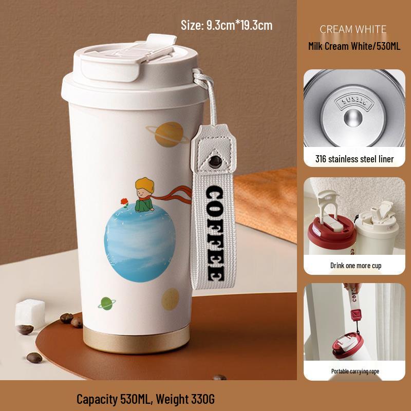 Malý princ 316 Nerezová ocel Izolovaný dětský hrnek se slámkou - Přenosná edice pro kávu a narozeninový dárek