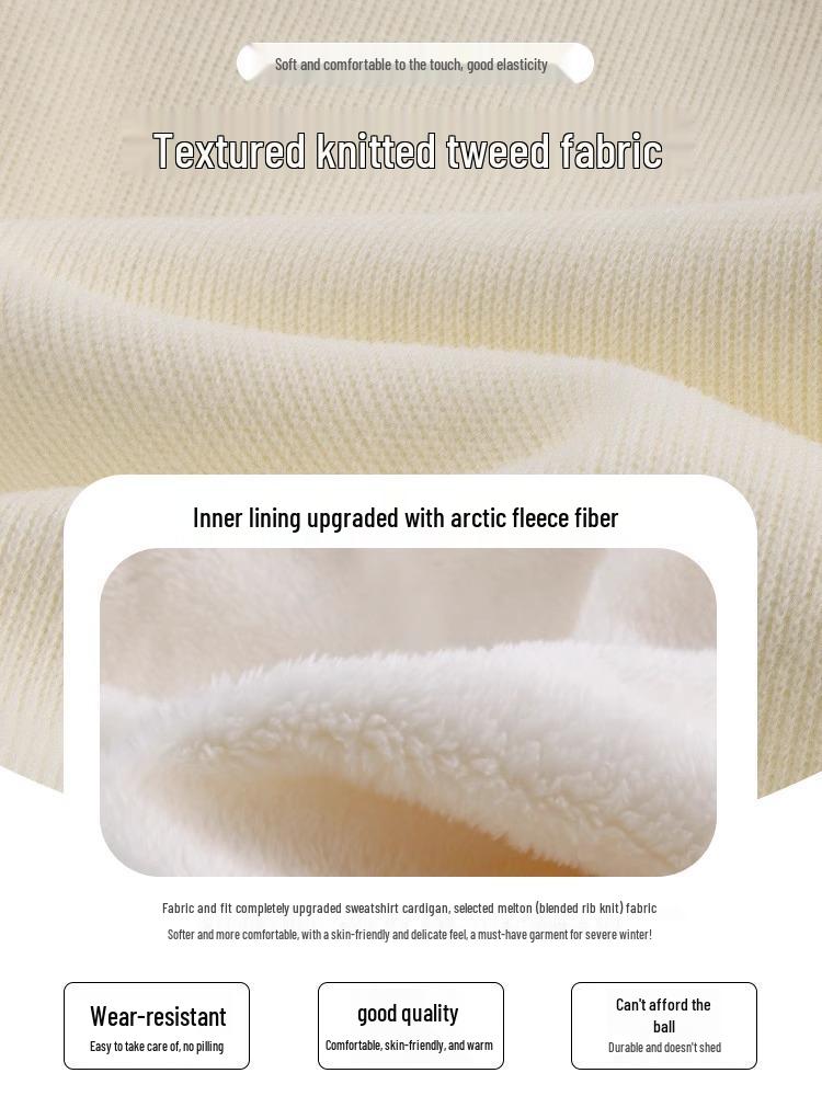 Women's White Fleece-Lined Thick Coat, Cotton-Padded, 2025 New Arctic Cardigan