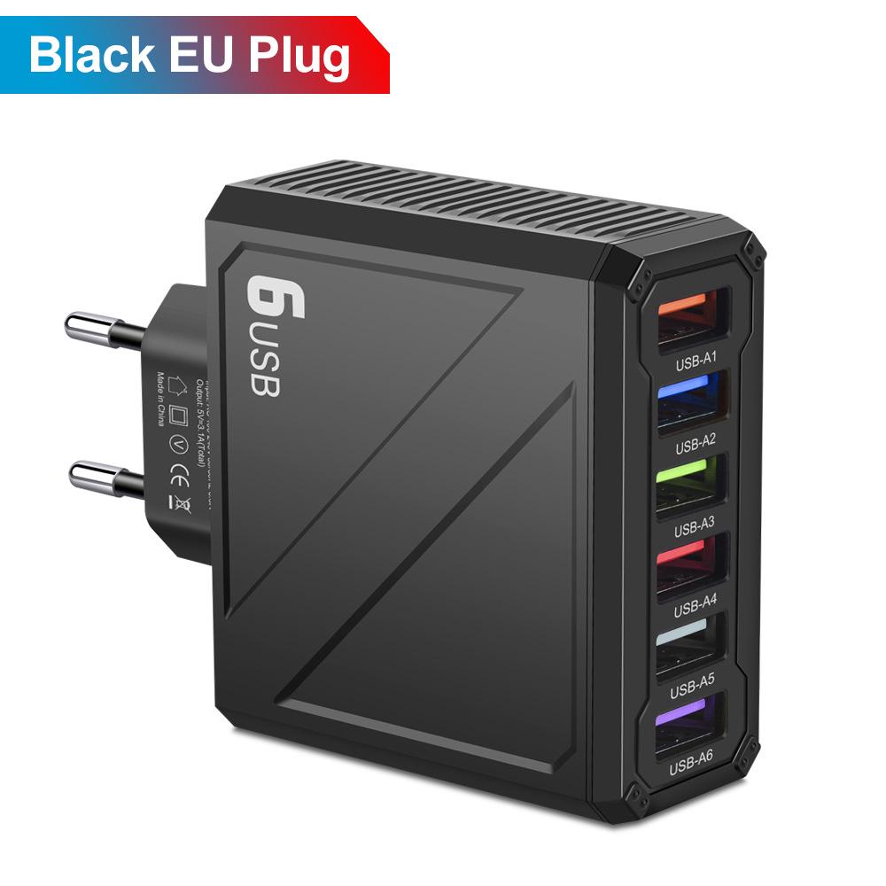 3.1A 6-Port USB Charger with EU/US/UK/KR Plugs for Mobile Devices