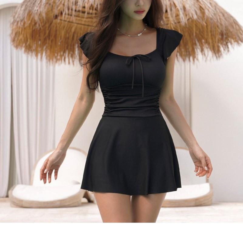 Bescheidenes Badekleid mit Rock Damen Bauchkontrolle Schlankmachendes Design UV-Schutz Übergröße M-XXL