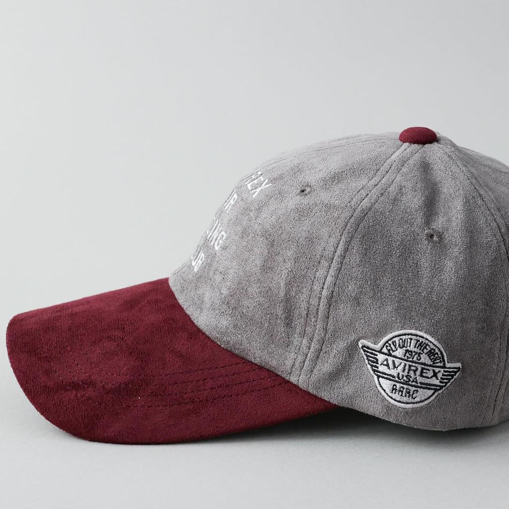 AVIREX Micro Suede Low Military Baseball Hat One Club Gray x Cap, Cap, Men's Fall/Winter (JP, Alphabet, Size, Wine)