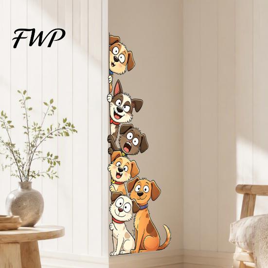 Cartoon Cat or Dog Wall Art Cute Cats/Dogs Stickers, Waterproof PVC Decals, Peel And Nursery Room Decorations Stick Decorative Murals for Bedroom