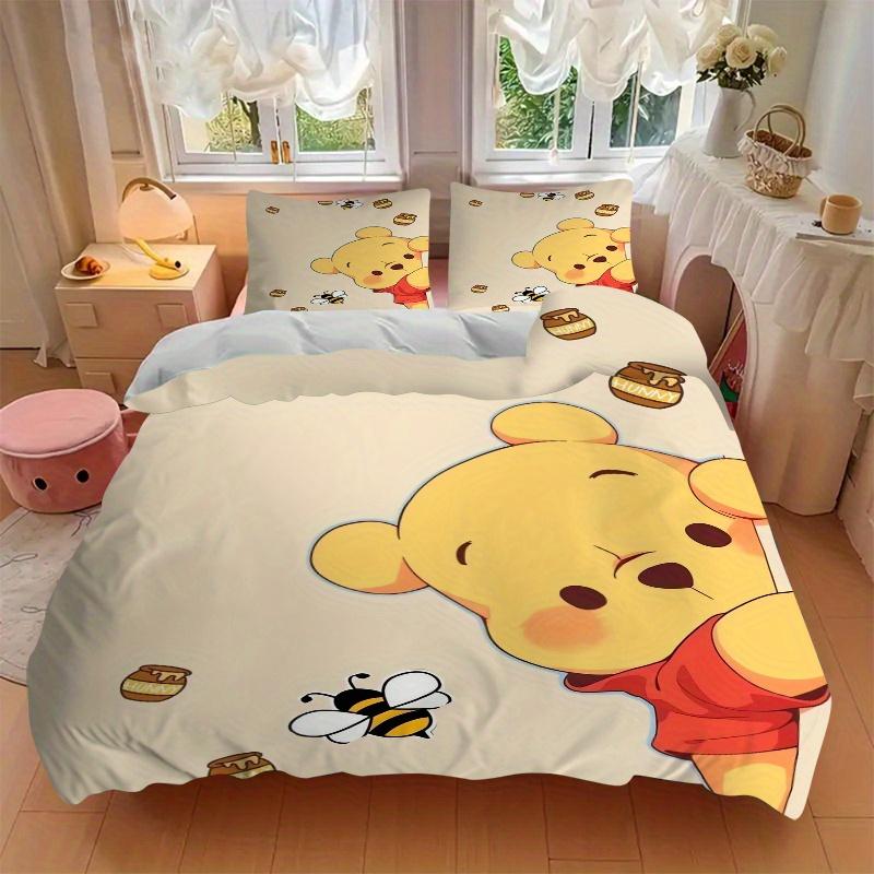 Set Biancheria da Letto Winnie the Pooh Ape Miele 3 Pezzi Include Copripiumino e Federe, Adatto a Tutte le Stagioni Q094