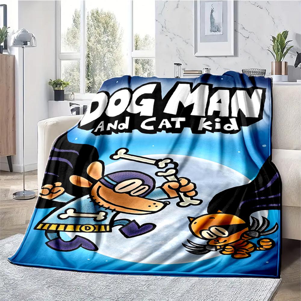 Dog Man Theme Printed Blanket - Perfect for Couch, Bed, Travel & Outdoor Use | Machine Washable, Cozy & Durable.