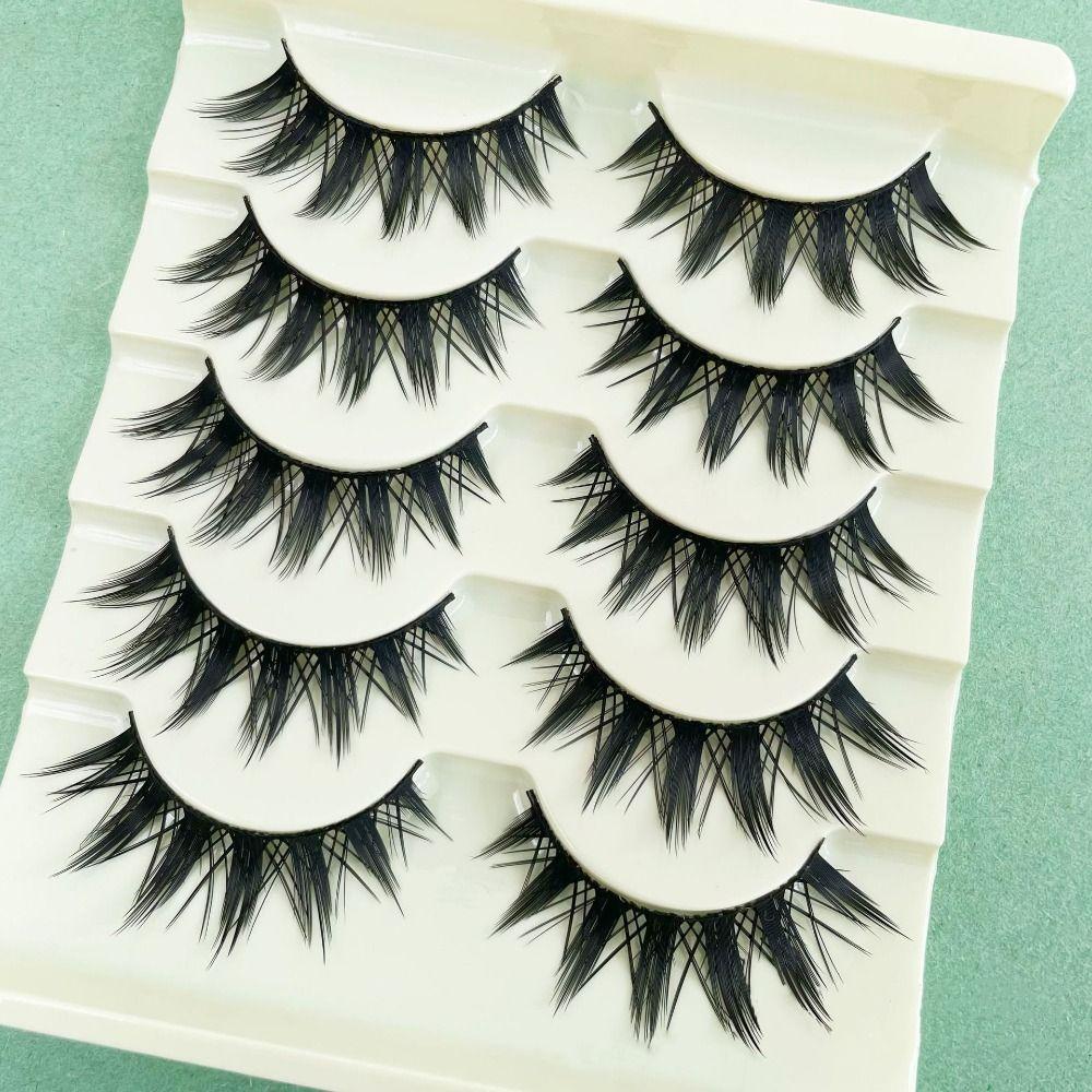 Wispy Fluffy Multilayers Cross Long Lashes Handmade 3D Messy Fake Lashes  Beauty Makeup
