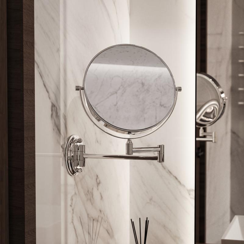 Wall-Mounted Folding Lighted Makeup Mirror for Bathroom or Dormitory