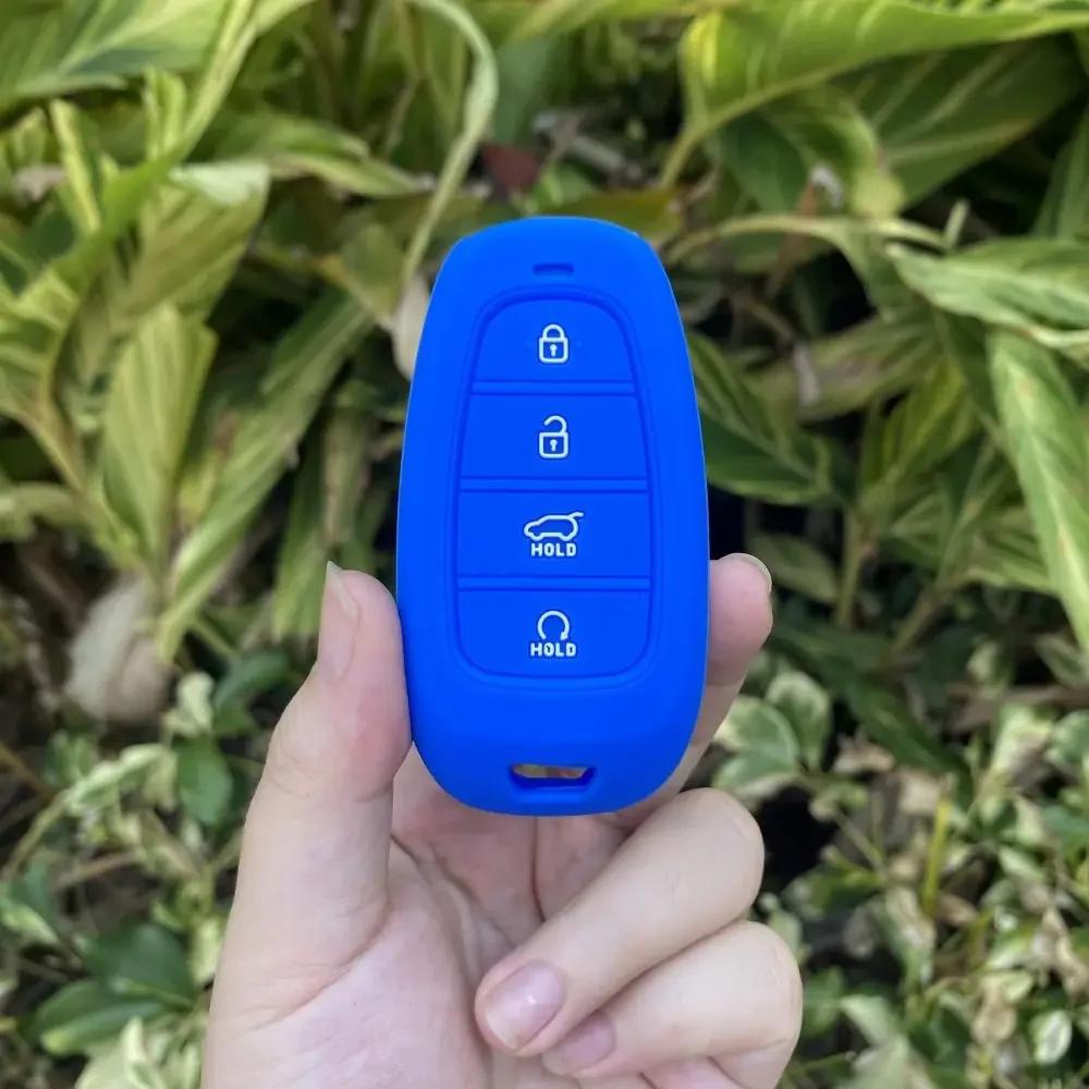 4 Buttons Silicone Car Fob Key Case Cover Skin Protector Shell Rubber Bag Holder for Hyundai Nexo Sonata Keychain Accessories