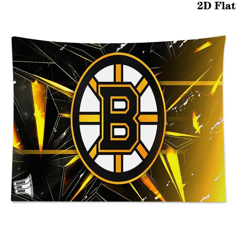 Boston Bruins Logo Wall Tapestry Aesthetic Wall Hanging Printed Fabric Blanket Decorative Tapestries for Bedroom Living Room Home Decor