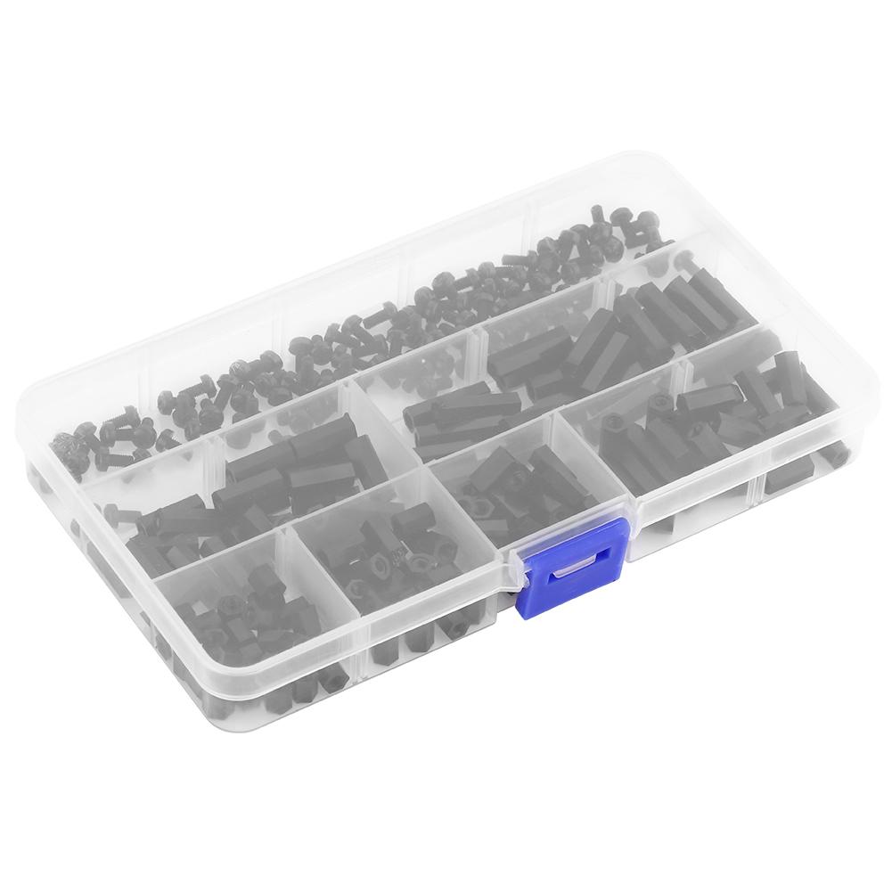 250PCS Nylon M3 Hex Column Male Standoff Spacer Screw Nut Assortment Kit (M3 male standoff A)
