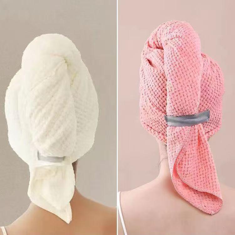 

Thickened Quick-Dry Super Absorbent Hair Cap for Women with Long Hair - Plaid Design 105x60 cm