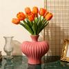 Yousheng Ceramics Ribbed Flower Vase Minimalist Modern Flower Holder Container Home Office Table Centerpiece Decorative Floral Plants Vase