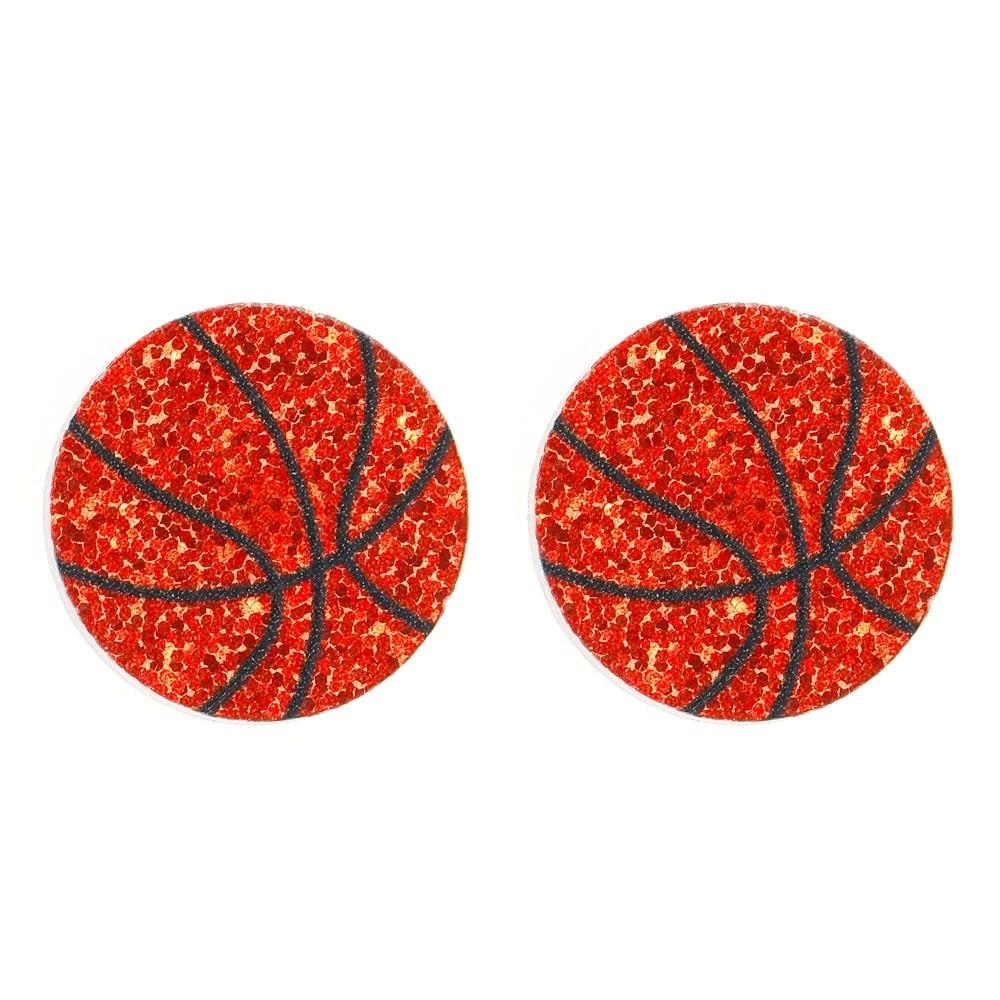 Acrylic Sparkling Ball Stud Earrings Basketball Football Ear Jewelry Athletes Sports Fans Basketball
