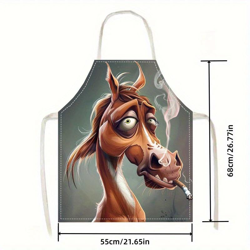 1pc, Creative Pony Pattern, All Seasons Apron, Kitchen and Home Use for Men and Women, Practical