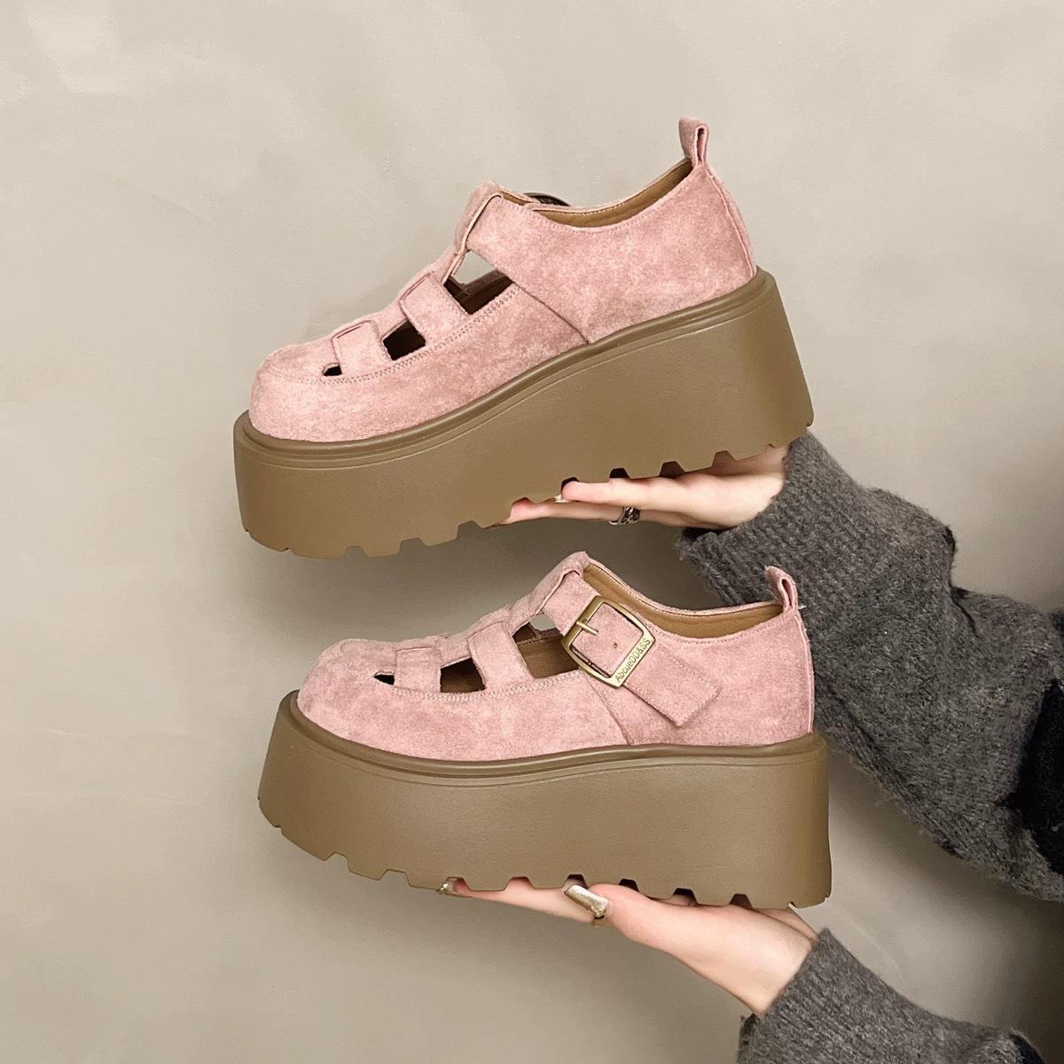 

Жіночі осінні нові весняні Birkenstock на платформі для збільшення зросту, зручні, модні, універсальні, сумка, головка, сандалі 36 рожевий