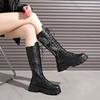 Fashion Embroidered Boots for Women 2025 Autumn New Thick-soled High-top Knee High Boots Retro Round Toe Long Platform Botas Femenina