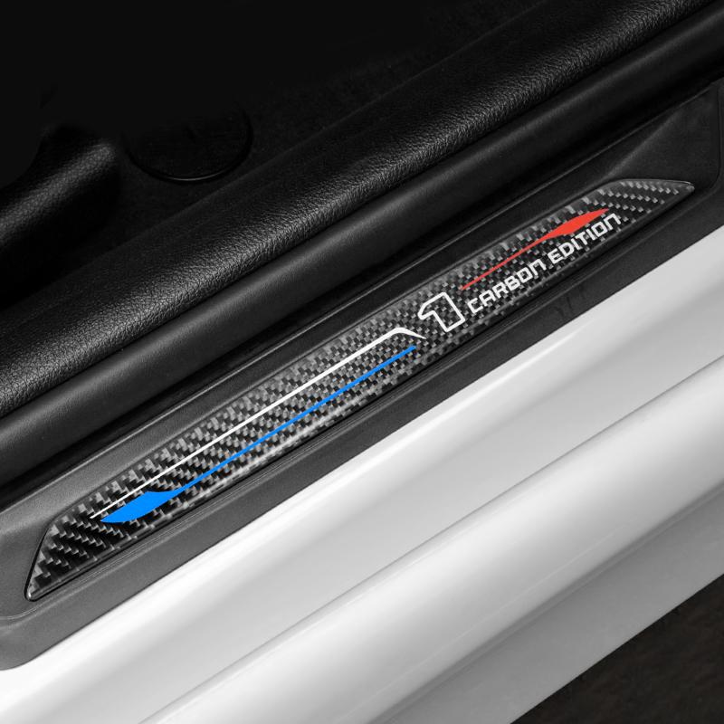 Carbon Fiber For BMW F20 Series 1 Door Sills Anti-Scuff Stickers Threshold Trim Strip Welcome Pedal Car Interior Accessories NM5