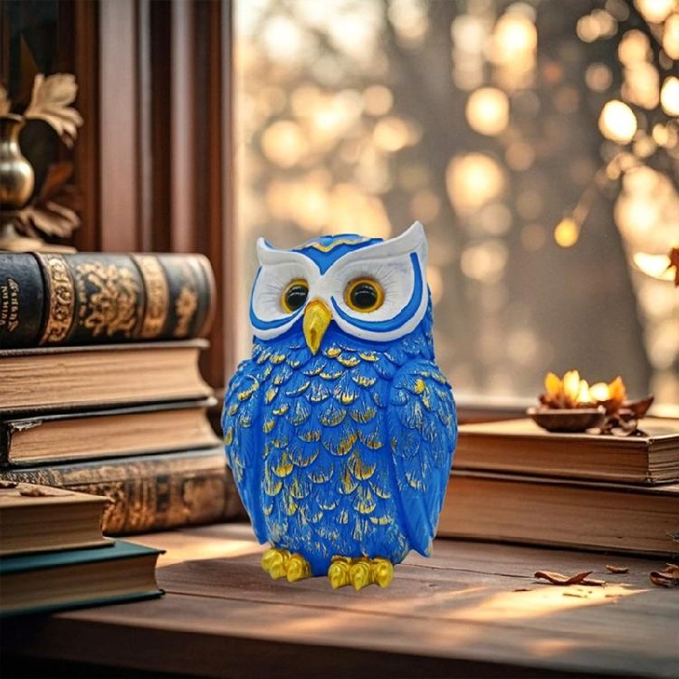 Festives Owl Sculpture Resin Bird Small Figurine Ornament for Christmas Birthday Home Office Desktop Bookshelf Decors