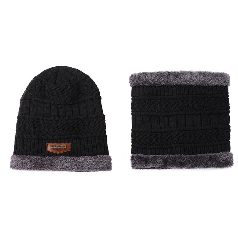 Winter Knitted Fleece-Lined Hat & Scarf Set for Men, Women & Kids - Thick Wool Parent-Child Cap