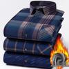 Men's Winter Fleece-Lined Plaid Shirt - Warm, Long-Sleeved Business Casual for Middle-Aged & Elderly, Plus Size Available