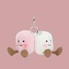 Jellycat San Valentino Amuseables Coppia di Marshmallow Portachiavi a Borsa Una coppia di sacchetti di marshmallow, ciondolo peluche bambola polvere bianca seduta alto 9 cm