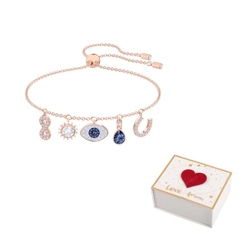Swarovski Symbolica Rose Gold plated Bracelets Womens Blue F-white gift box