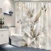 1pc Elegant White Lily and Butterfly Shower Curtain - Dreamy Romantic Style, Machine Washable Polyester for Bathroom
