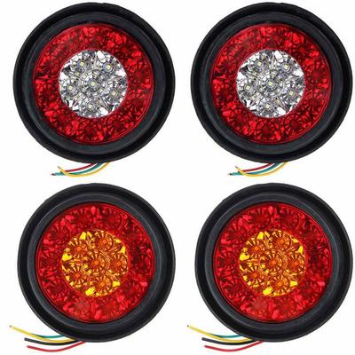 Une Paire 16 LED Feux Arrière Bicolores Anneau en Caoutchouc Feux Arrière Ronds Feu Arrière de Voiture Feu Clignotant pour RV Remorque Camion