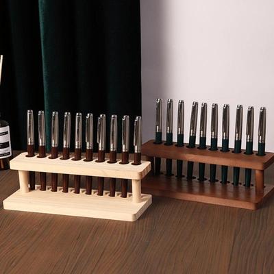 Walnut Wood Test Tube Rack Multifunction Desk Pencil Organizer Pen Holder Phone Stand Stationery Storage Office School Supplies