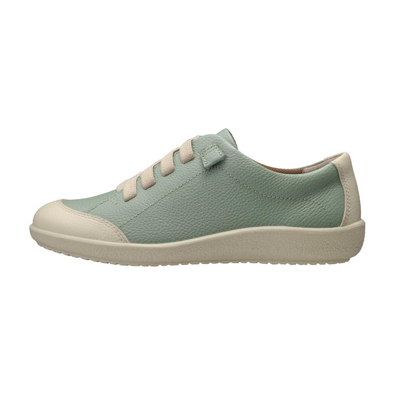 Achilles Sorbo Women's Genuine Leather Walking Shoes with Elastic Laces, Size 3E, Light Green/Off-White, Size 22.5 cm, ASC 5300