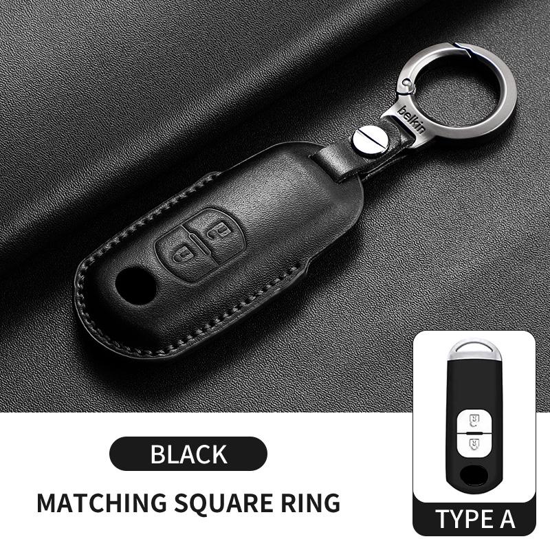 Leather Car Key Case Cover Shell For Mazda 3 6 Atenza Axela Demio CX5 CX3 CX7 CX9 MX5 Car Remote Keychain Case Shell Accessories
